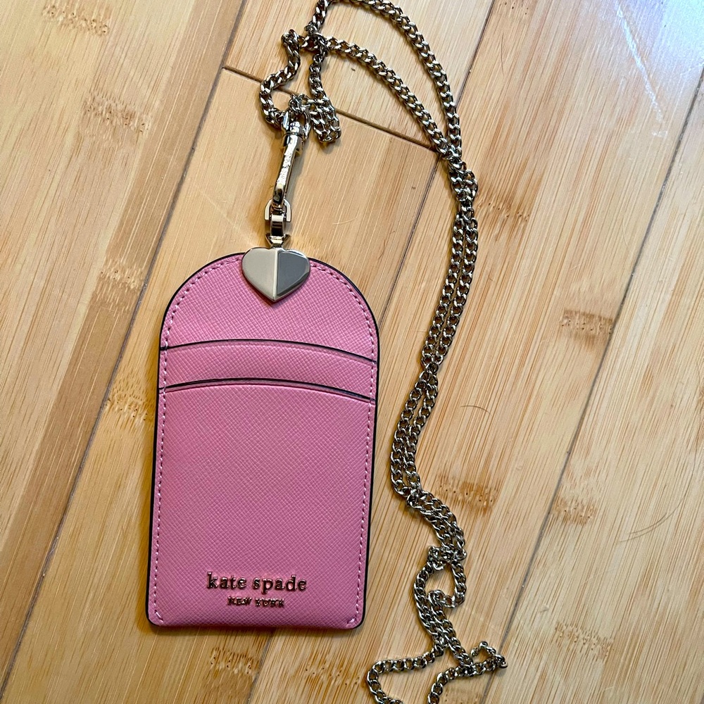 Kate Spade Spencer Lanyard Pink Leather ID Holder